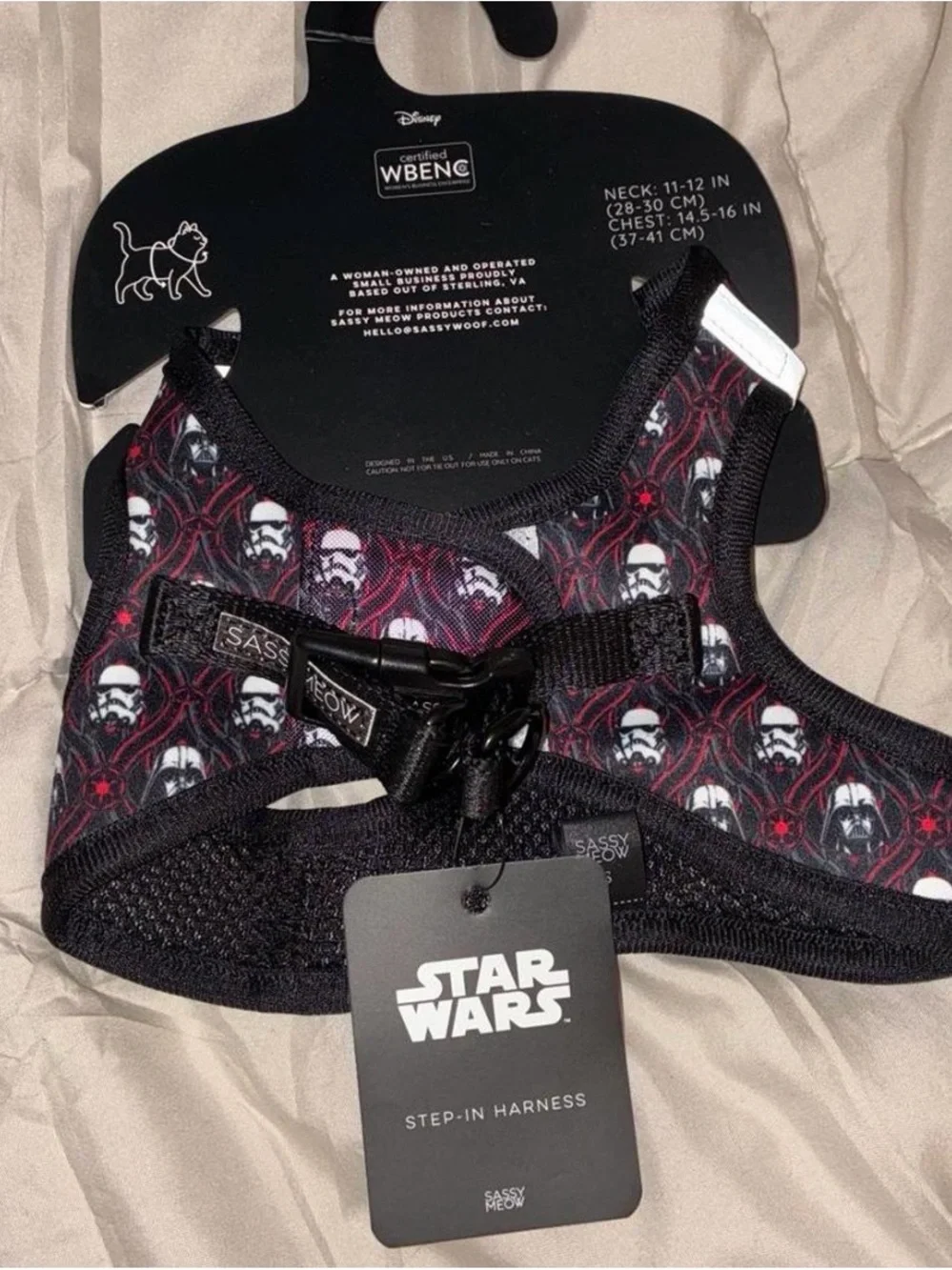 Star Wars cat Black & Red Stormtrooper Step-In Harness - Small